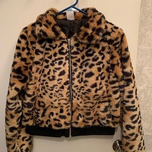 Leopard Print Crop Top Jacket